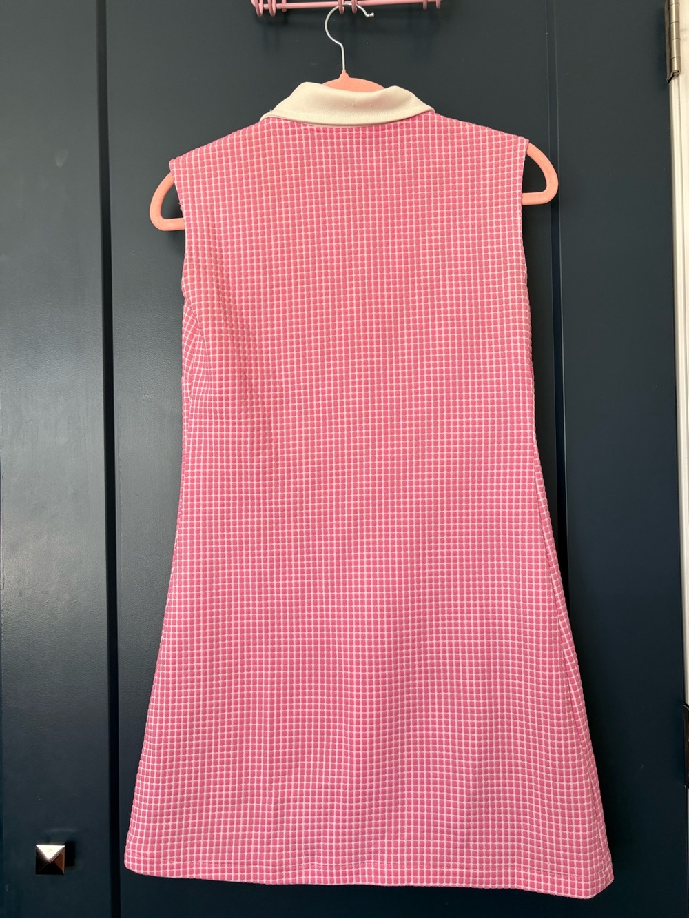 Vintage Pink Mini Dress with Cream Pointed Collar - Picture 2 of 2